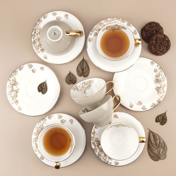 Tea Porcelain Set 12 Pcs From Lilac - Beige