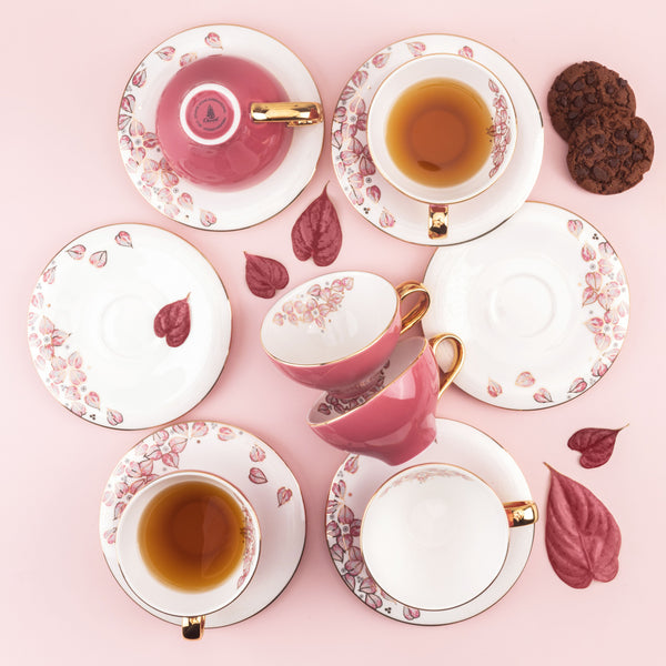 Tea Porcelain Set 12 Pcs From Lilac - Pink