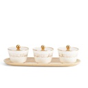 Sweet Bowls Set With Porcelain Tray 7 Pcs From Joud - Beige