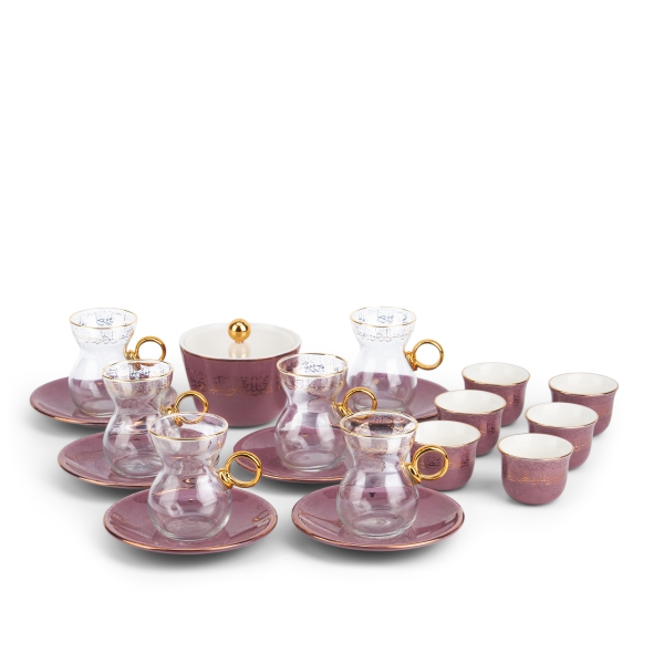 Tea And Arabic Coffee Set 19Pcs From Joud - Purple