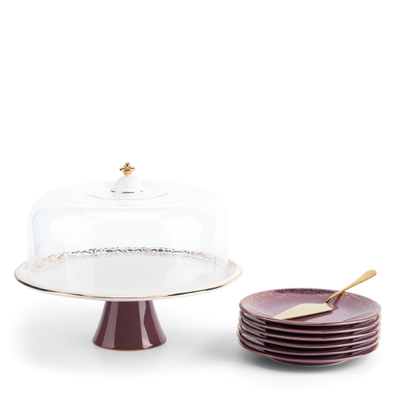 Cake  Serving Set 9Pcs From Joud - Purple