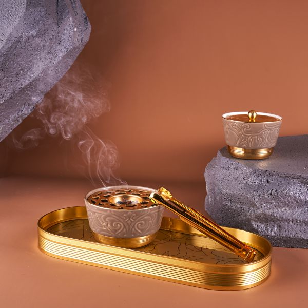 Incense Burner With Elegant Design Of 4 Pieces From Majlis - Brown