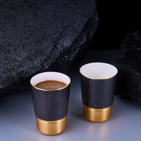 Cappuccino Set Of Two Cups From Majlis - Black