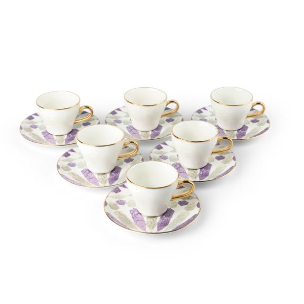 Turkish  Coffee Set 12Pcs From Amal - Purple