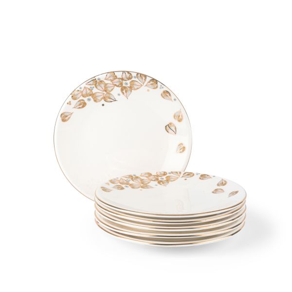 6pcs plate 7.5&quot;- beige + gold   