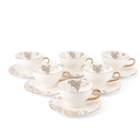 6cup 6saucer 200CC - white saucer snow white cup+gold   