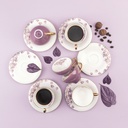 6cup 6 saucer 80CC - white saucer purple cup+gold   