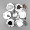 6cup 6 saucer 80CC - white saucer grey cup+silver   