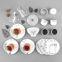 19pcs tea set ( 6 glass 6saucer 6 cawa 1 sugor) - grey + silver   