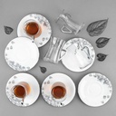 6 glass  6 saucer - Grey w silver   