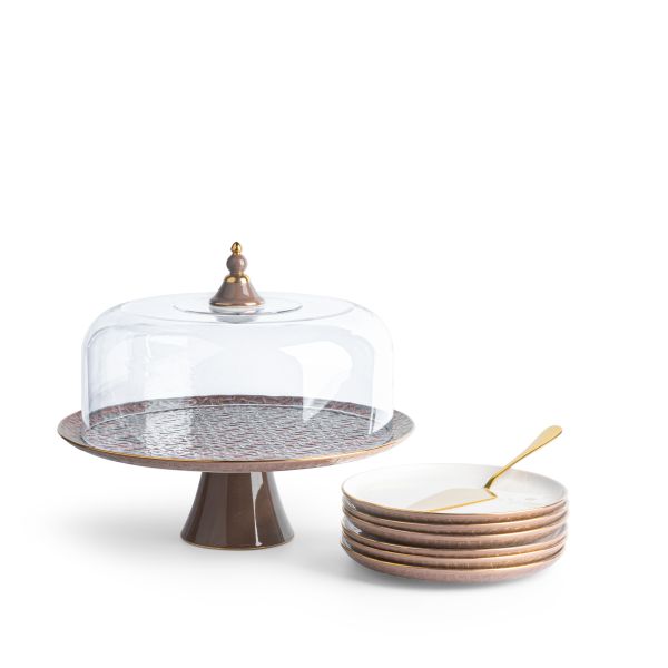 Cake  Serving Set 9Pcs From Crown - Brown