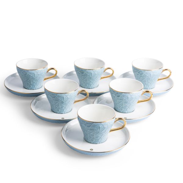 Tea Porcelain Set 12 Pcs From Crown - Blue