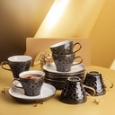 Tea Porcelain Set 12 Pcs From Crown - Black