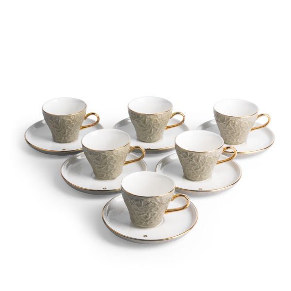 Turkish  Coffee Set 12Pcs From Crown - Grey