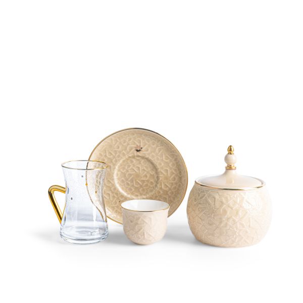 Tea And Arabic Coffee Set 19Pcs From Crown - Beige