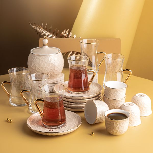 Tea And Arabic Coffee Set 19Pcs From Crown - Beige