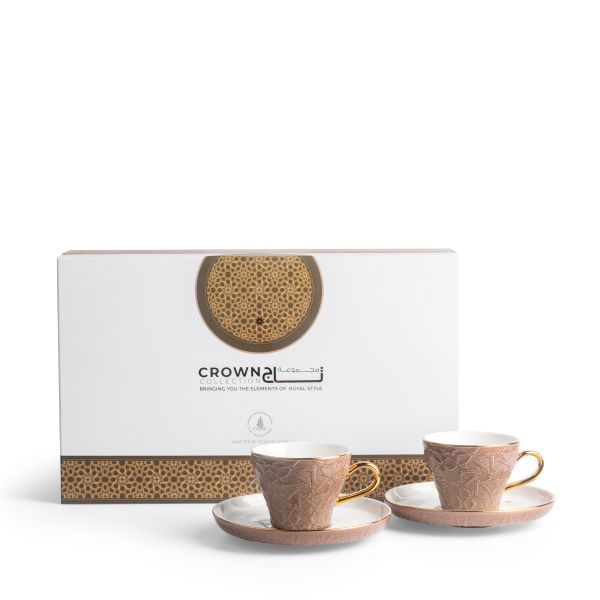 Tea Porcelain Set 12 Pcs From Crown - Brown