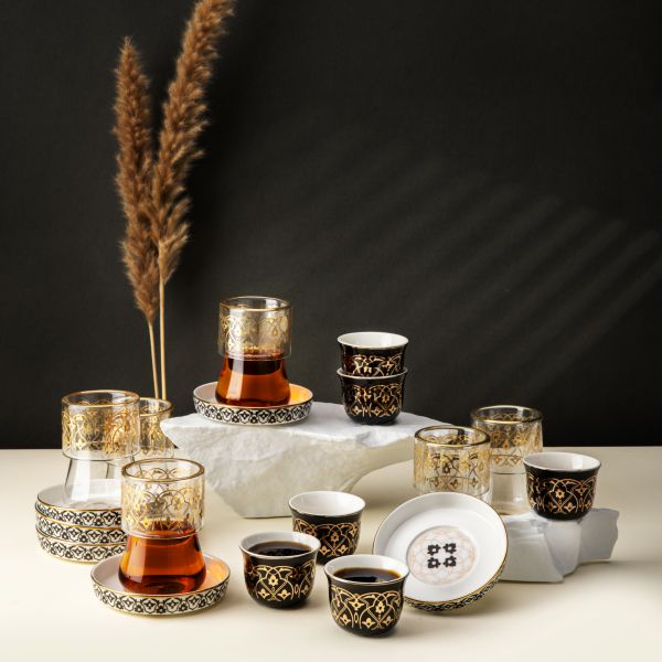 Tea And Arabic Coffee Set 19Pcs From Misk - Black