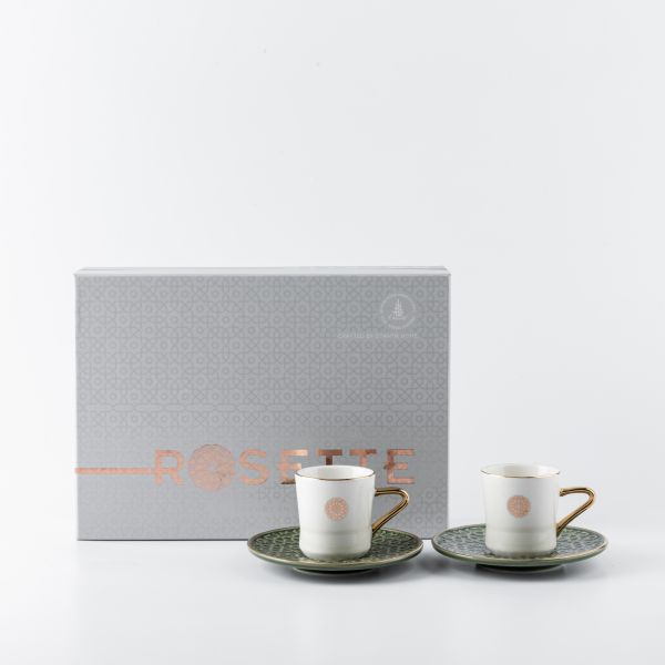 Turkish Coffee Set From Rosette - Green