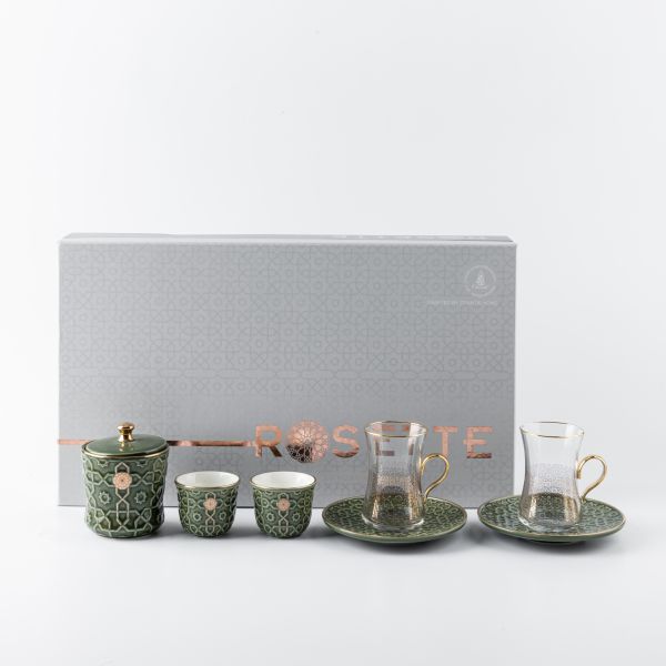 Tea And Arabic Coffee Set From Rosette - Green