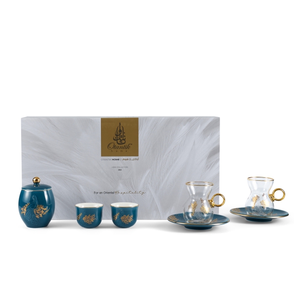 Tea And Arabic Coffee Set 19Pcs From Hera - Blue