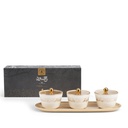 Sweet Bowls Set With Porcelain Tray 7 Pcs From Joud - Beige