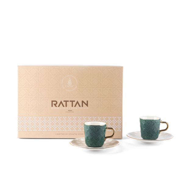 Turkish  Coffee Set 12Pcs From Rattan - Green