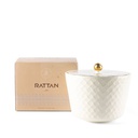 Medium Porcelain vase With Cover From Rattan - Pearl