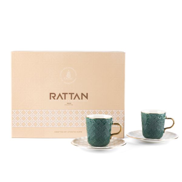 Porcelain Tea Sets For One Person From Rattan - Green