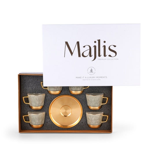 [AM1007] Tea Porcelain Set 12 Pcs From Majlis - Grey