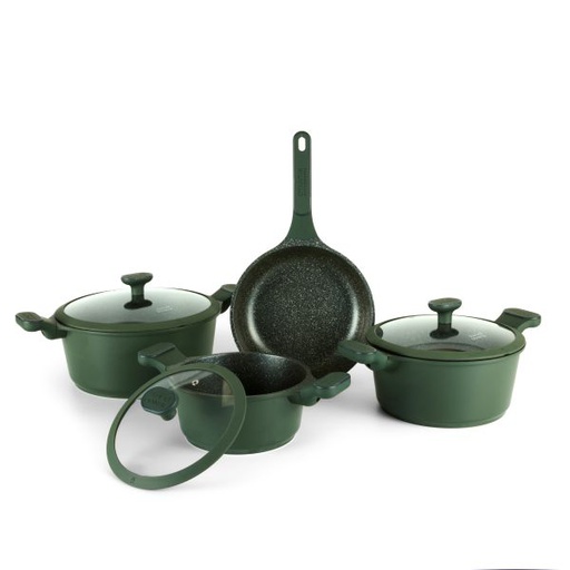 [BC0017] Nonstick Cookware Set 7 Pieces  GREEN-BLACK